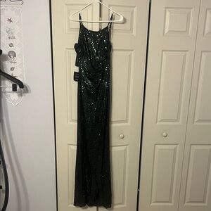 Lulu's Dark Green Sequin Prom Dress